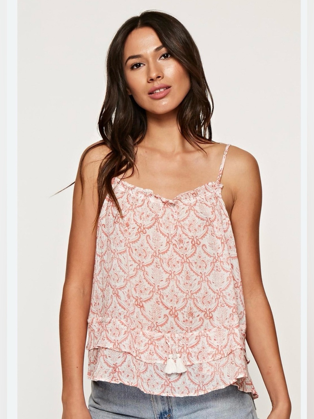 Lovestitch Double Ruffle Cami Tank // Pink // Small